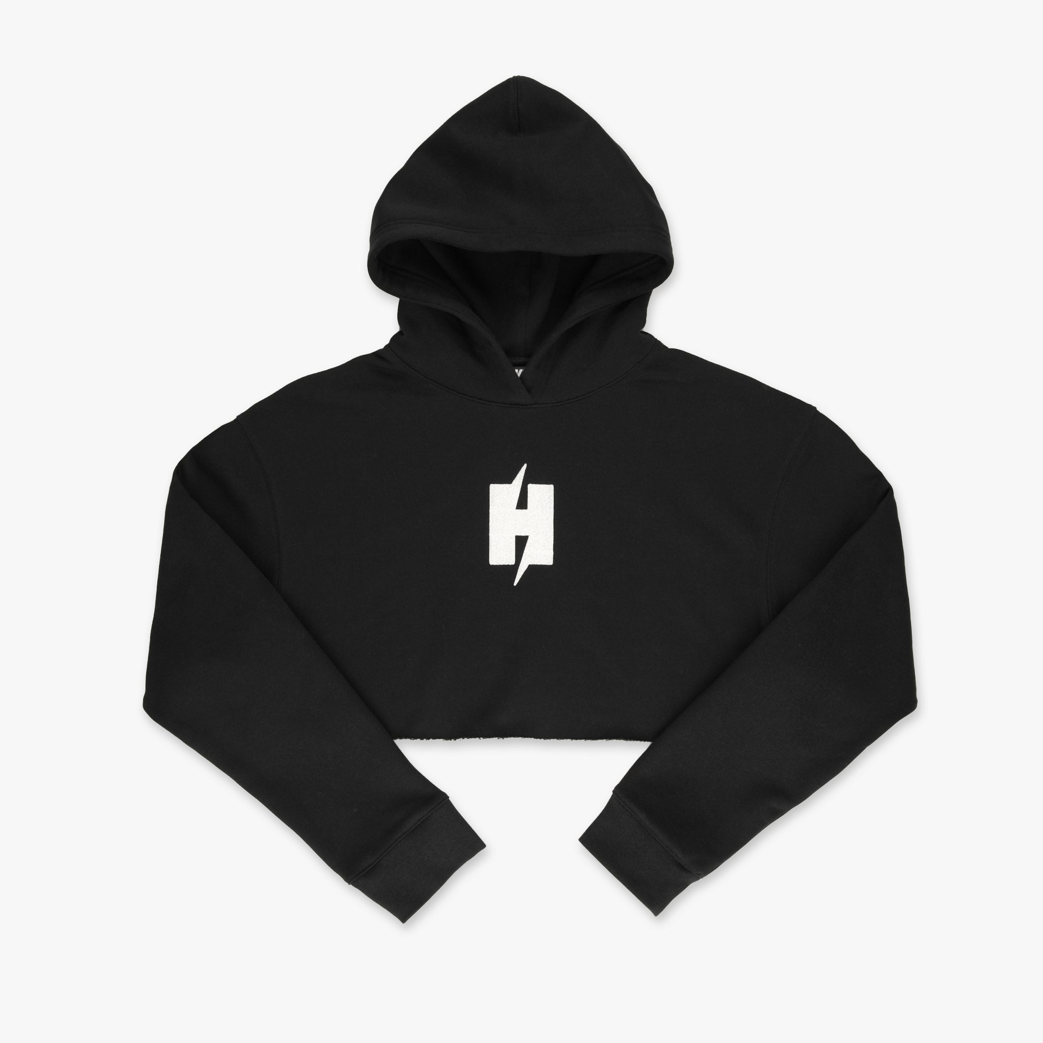 ONYX BLACK CROP TOP HOODIE