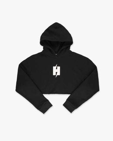 ONYX BLACK CROP TOP HOODIE