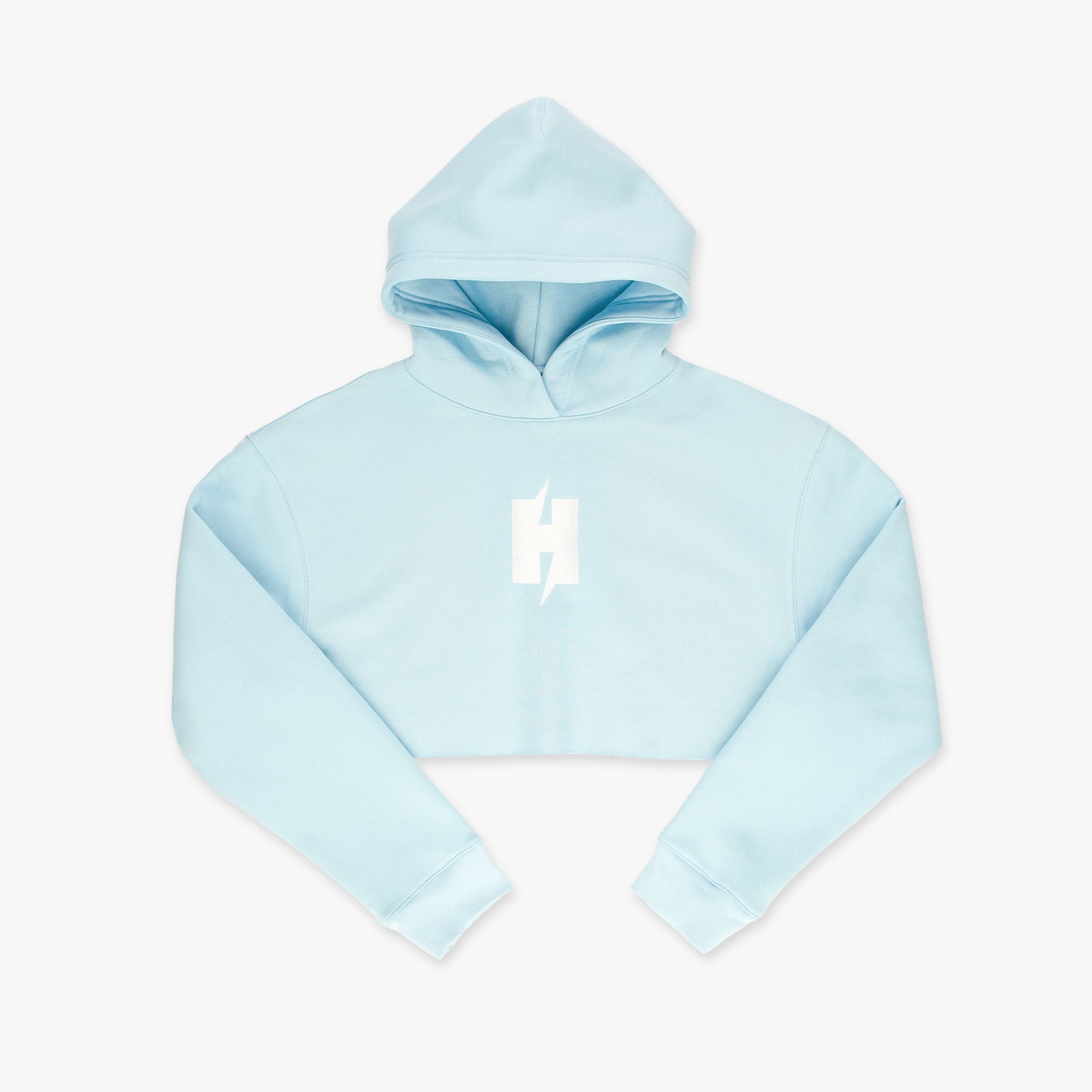 ICEY BLUE CROP TOP HOODIE