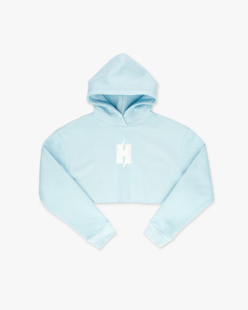 ICEY BLUE CROP TOP HOODIE